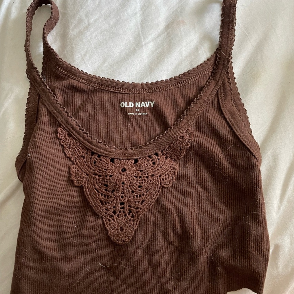 Old Navy Chocolate Brown Camisole with Crochet Accent